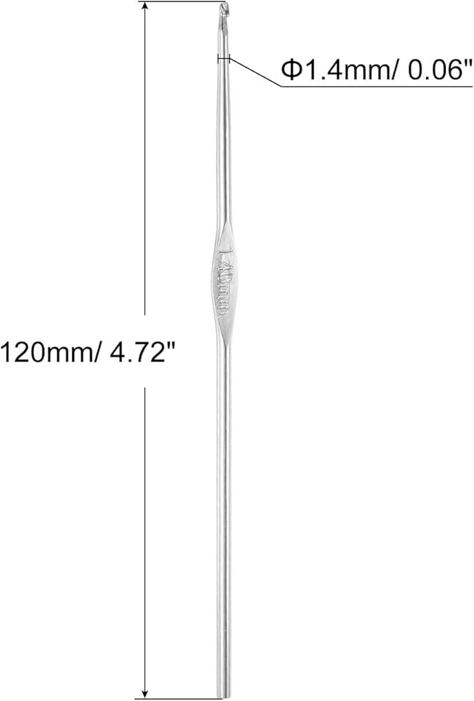 uxcell 20Pcs Crochet Hook Stainless Steel 1.4mm US Size 9 Metal Knitting Needles for DIY Craft Lace Yarn
