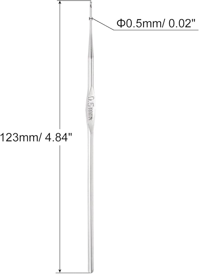 uxcell Stainless Steel Crochet Hook 0.5mm Knitting Needles for DIY Craft Yarn 6Pcs