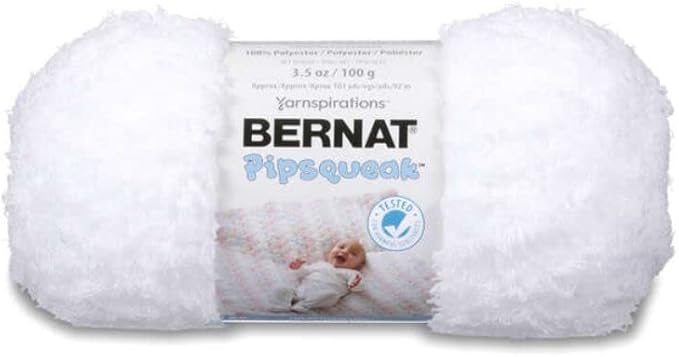 Bernat Yarn Pipsqueak Yarn, 3.5 Oz, 3-Pack Bundle with Bella's Stitch Place Holders (Whitey White)