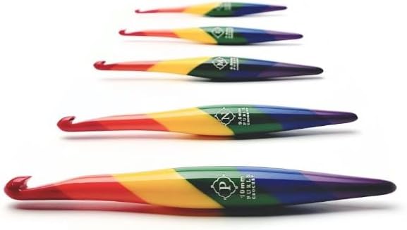Furls Crochet Hook, Pride Rainbow Streamline Swirl, Ergonomic Handle Crochet Hooks 7" (Pride Rainbow Streamline, P - 10.00MM)