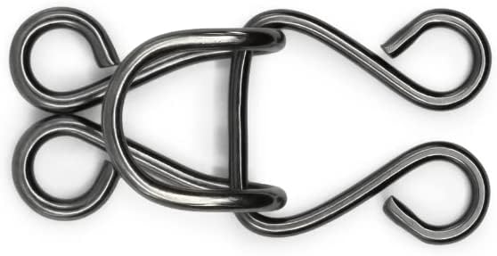 Lakesstory Metal Hooks & Eyes Closure - Heavy Duty Black Hooks for Clothing, Skirt & Pants Closures, 4 Sets