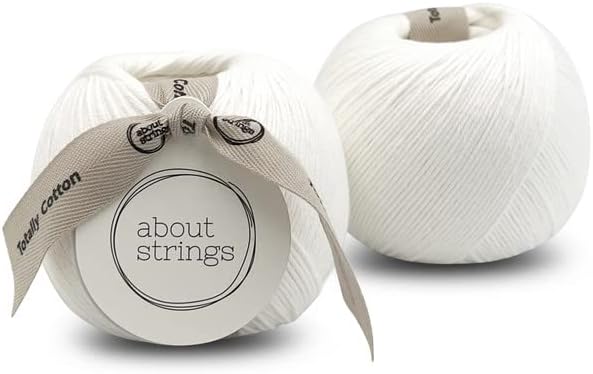 About Strings Totally Cotton Yarn - GOTS Certified Organic DK Weight - Luxuriously Soft, No Splitting - Perfect for Baby, Amigurumi, Knitting & Crochet - (200g/468 Yards) 100g/Ball (Snow)