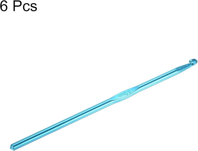 uxcell Aluminum Crochet Hook 5mm US Size H (Size 8) Knitting Needles for DIY Craft Yarn Blue 6Pcs