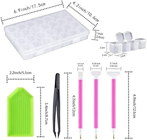 YEESAM ART 24 Pieces Rhinestone Painting Tools Kit, Luxury 5D DIY Rhinestone Art Tools Accessories Set Including Sticky Pens Tweezers Glue Plastic Tray and Rhinestone Box