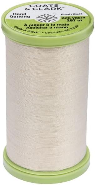 Coats & Clark Hand Quilting Sewing Thread Cotton Covered Polyester 325 Yards S960 6 Pack Bundle with 3 Bella's Crafts Needle Threaders (Natural)