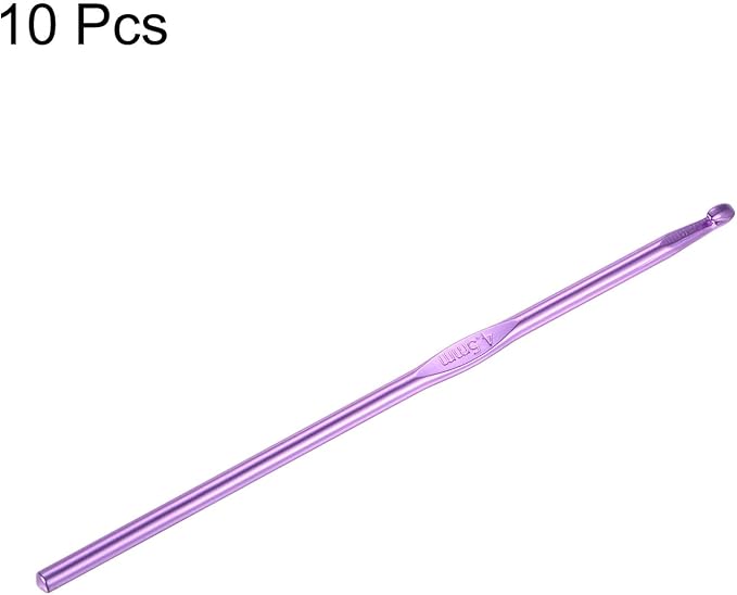 uxcell Aluminum Crochet Hook 4.5mm US Size 7 Knitting Needles for DIY Craft Yarn Purple 10Pcs