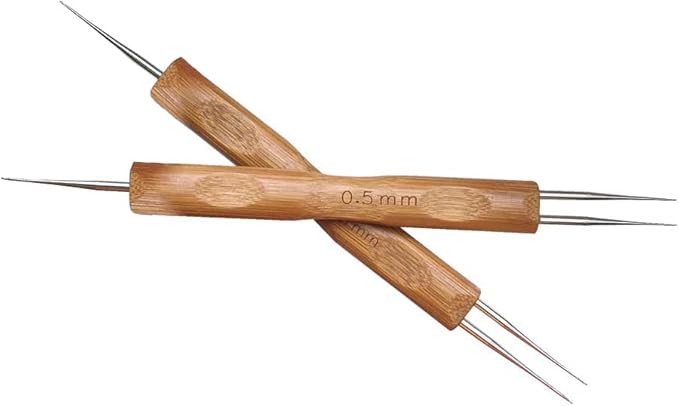 2 Pcs/Set Double Ended Dreadlock Crochet Hooks for Braid Hair (1 Hook 2 Hooks) Dreads Crochet Locs Needle for Braid Craft (0.5mm+ 0.75mm)