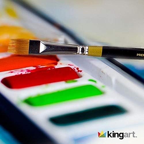 KINGART Premium Original Gold 9120-1/2 RAKE Series Artist Brush, Golden Taklon Synthetic Hair, Short Handle, for Acrylic, Watercolor, Oil and Gouache Painting, Size 1/2"