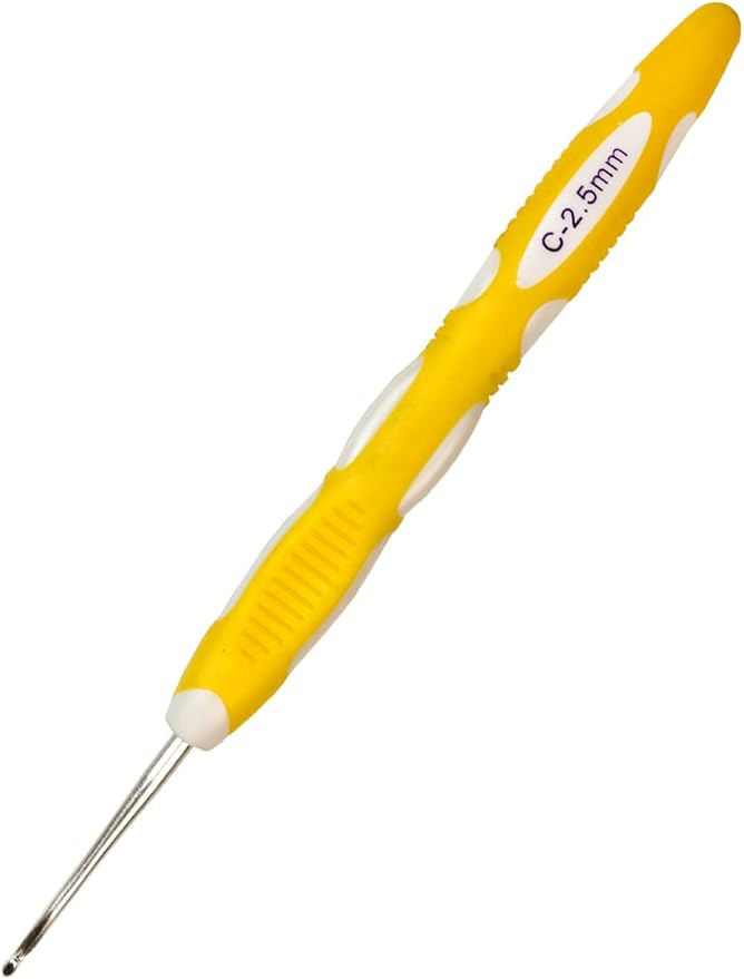 Mdoker Size C/2(2.5mm) Crochet Hook,Extra Long Crochet Hooks Needles for Arthritic Hands,Ergonomic Grip Soft Handles for Beginners and Experiecced Crochet Lover,Comfortable/Smooth/Ergonomic
