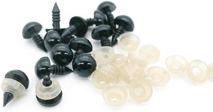 8mm Black Plastic Safety Eyes Crafts with Washers for Stuffed Crochet Animal Amigurumi Kit