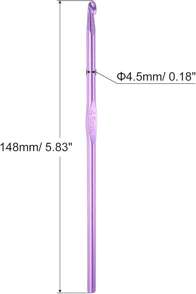uxcell Aluminum Crochet Hook 4.5mm US Size 7 Knitting Needles for DIY Craft Yarn Purple 6Pcs