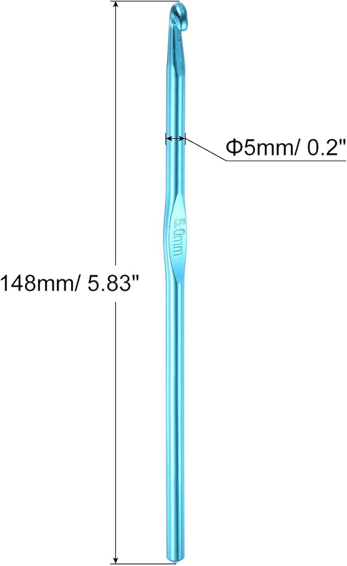 uxcell Aluminum Crochet Hook 5mm US Size H (Size 8) Knitting Needles for DIY Craft Yarn Blue 6Pcs