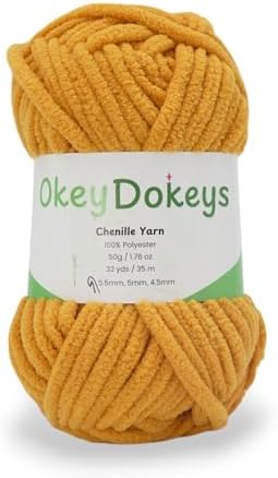 Mix and Match Colors, Automatic Discount at Checkout – Size 6 Chenille Yarn (50g 38yds) – for Crocheting and Knitting, Blankets, Plushies, Amigurumi, and Home Decor – Yellow Orange Yarn, Color 10