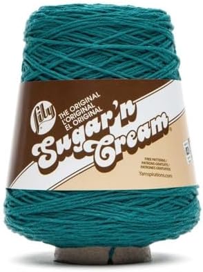 Lily Sugar N Cream Cones Teal Yarn - 1 Pack of 400g/14oz - 100% Cotton - #4 Worsted (Medium) - 674 Yards - Knitting/Crochet