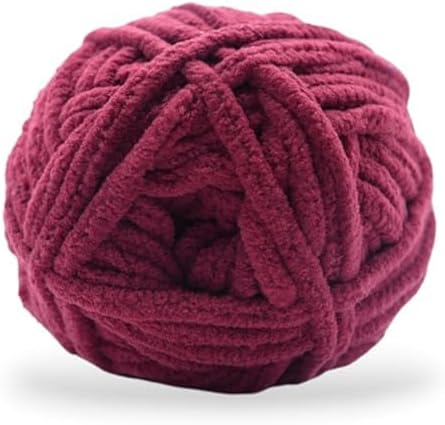 Size 6 Chenille Yarn 50g/32yds, 100% Polyester, Never Compressed to Keep Yarn Fluffy, 1 Pack, Each Skein - 1.76oz/50g, 32yds/35m, for Crocheting and Amigurumi, Maroon Red, Color 21