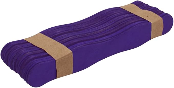 Wooden Purple 8" Fan Handles, Wedding Programs, Paint Mixing, Pack 50, Jumbo Craft Popsicle Sticks for Auction Bid Paddles, Wooden Wavy Flat Stems for Any DIY Crafting Supplies Kit, by Woodpeckers