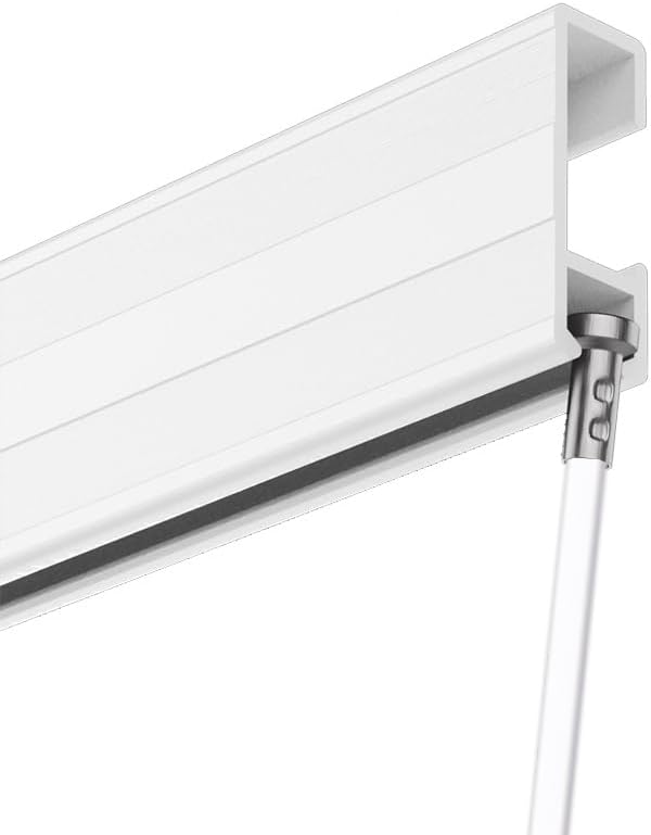 Picture Hanging Systems, for Art Galleries, Home, Two 48inch Rails, Click Rail Kits (2 White Rails 4 Nylon Cords & 4 Hooks)