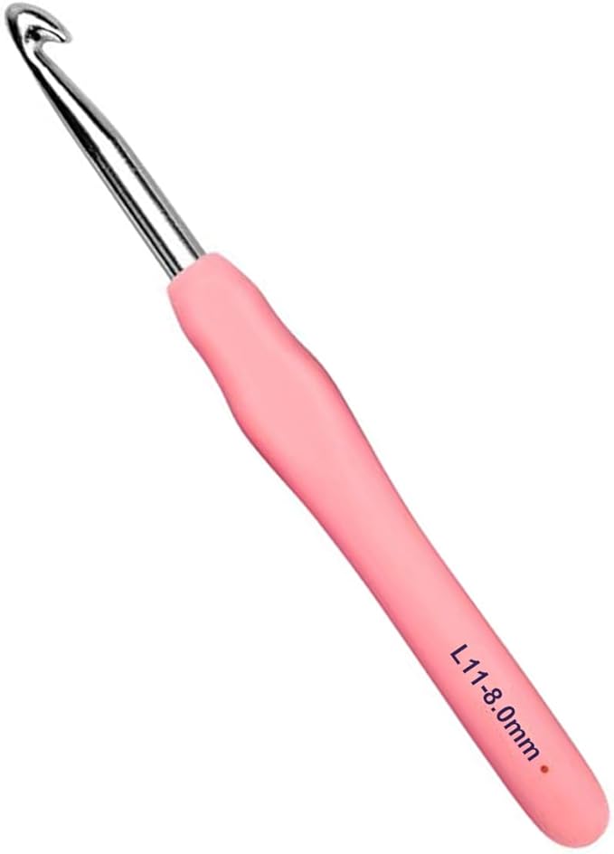 Mdoker Extra Long Crochet Hooks,Large Size L/11(8.0mm) Crochet Needles,Ergonomic Grip Soft Handles for Handmade DIY Crocheting,Perfect for Arthritic Hands