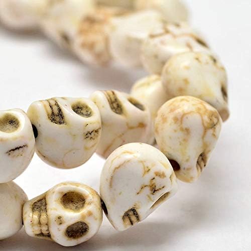 arricraft 10 Strands Creamy White Synthetic Turquoise Bead Strands Skull Shape for Jewelry Making, About 52pcs/Strand, 15.7"