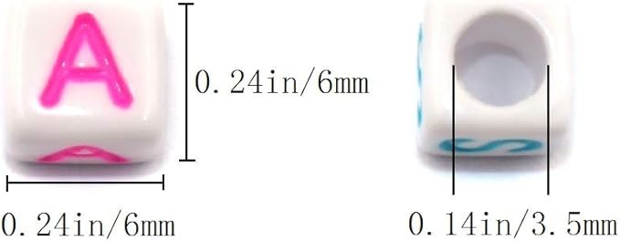 Amaney 810pcs Colorful Letter Beads 6x6mm Cube Acrylic Alphabet Beads and Cristal Line for Jewelry Making Bracelets Necklaces Key Chains