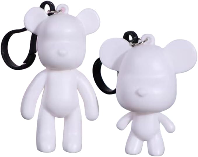 HANDA DIY Painting Fluid Bear Teddy Bear Violent Bear Gloomy Bear Painting Kit Set Creative Home Decorations Handmade Doll Figurine Toys Gift for Birthday Valentines (3 inch Keychain, Bear Mold)
