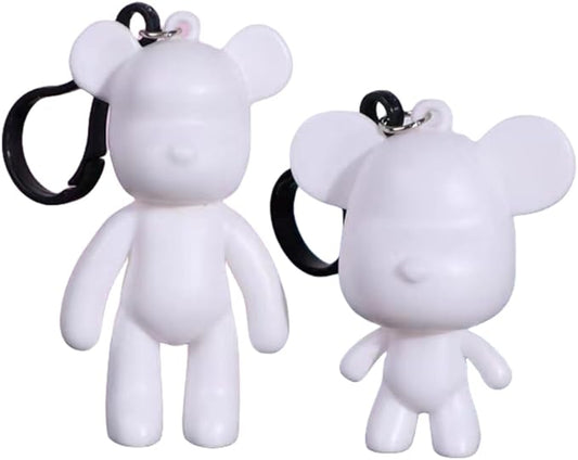 HANDA DIY Painting Fluid Bear Teddy Bear Violent Bear Gloomy Bear Painting Kit Set Creative Home Decorations Handmade Doll Figurine Toys Gift for Birthday Valentines (3 inch Keychain, Bear Mold)