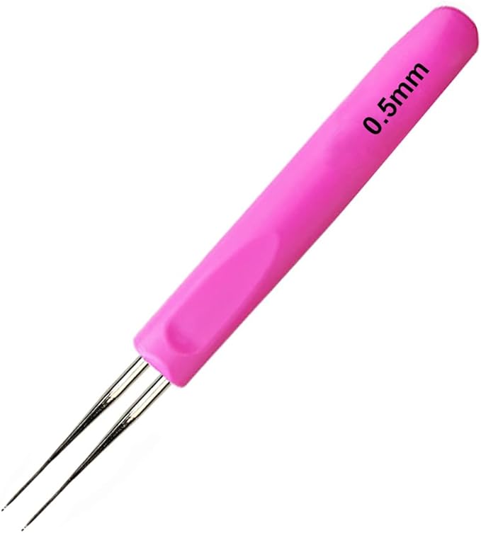 Weabetfu Dreadlocks Crochet Hooks with Ergonomic Handle,Dreadlock Needle Tool for Craft,Dreadlock Crochet Hook for Hair 0.5mm 2 Hook