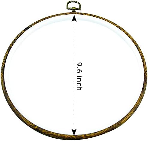 guofa 9.6’’ round embroidery hoops, 5pcs 25cm cross stitch frames – decorative resin embroidery hoop set with vintage wood grain for needlework, sewing, needlepoint & craft display