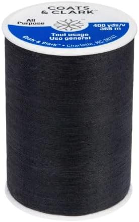 Coats & Clark Dual Duty All Purpose Sewing Thread 230A 400 Yards Each Spool 3 Pack Bundle with Bella's Crafts Needle Threaders (Black)