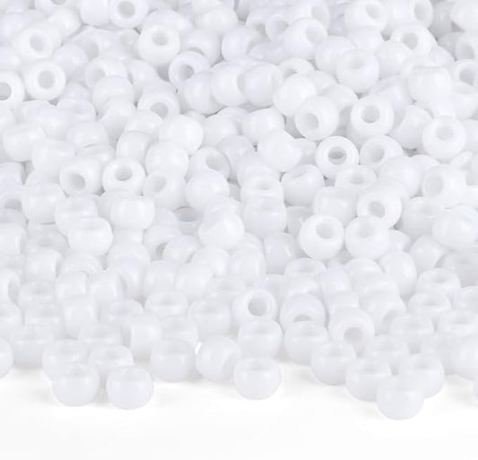 White Pony Beads 1000Pcs 9mm Pony Beads Bulk White Perler Beads for Friendship Bracelets Kandi Beads Hair Beads for Braids Beads for Crafts