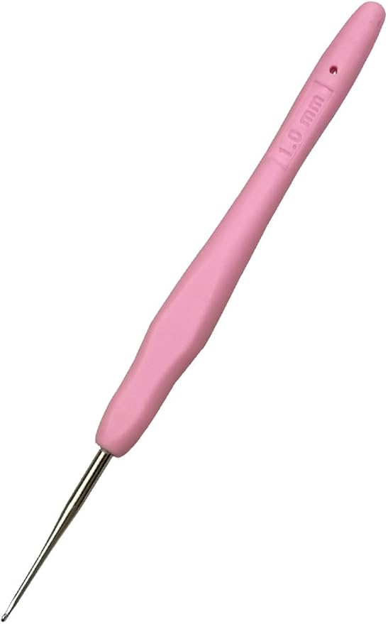Hobekoee 1mm Lace Crochet Hook Ergonomic Handle for Arthritic Hands Soft & Smooth Knitting Needles for Beginners and Crocheting Yarn