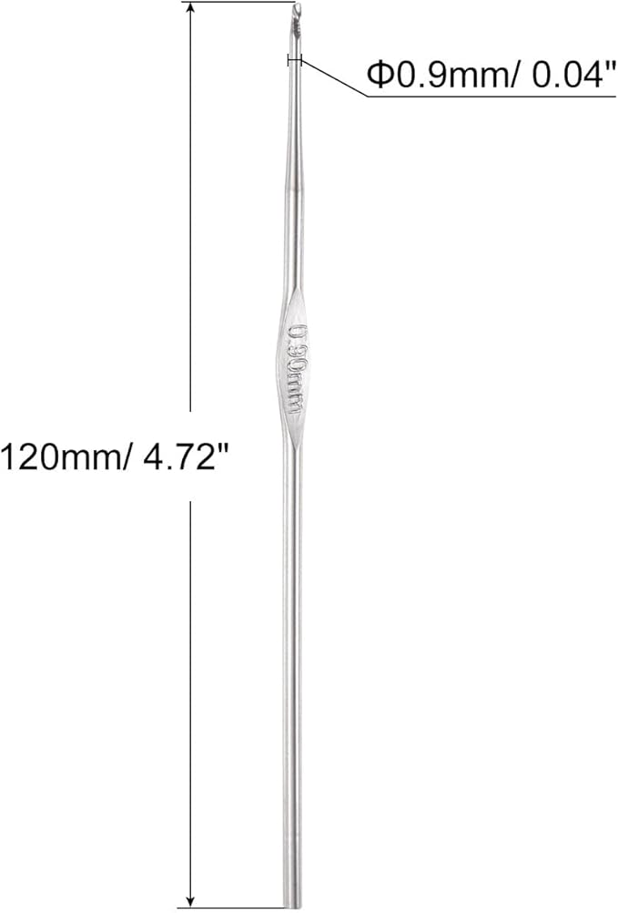 uxcell 20Pcs Crochet Hook Stainless Steel 0.9mm Metal Knitting Needles for DIY Craft Lace Yarn