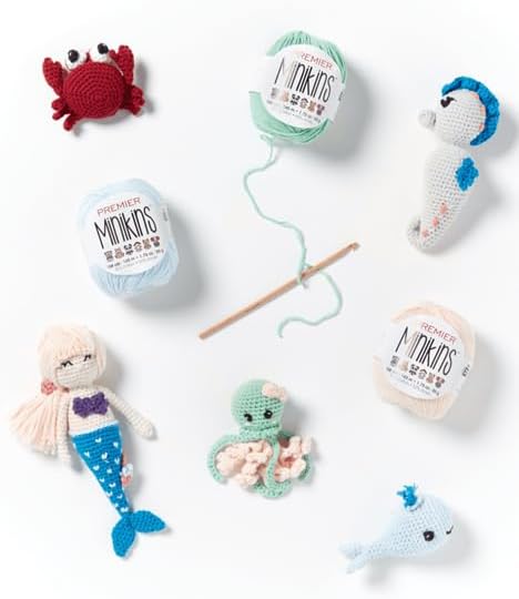 Premier Minikins Yarn 9-Pack Bundle with Bella's Crafts Stitch Markers (Sea Creatures)