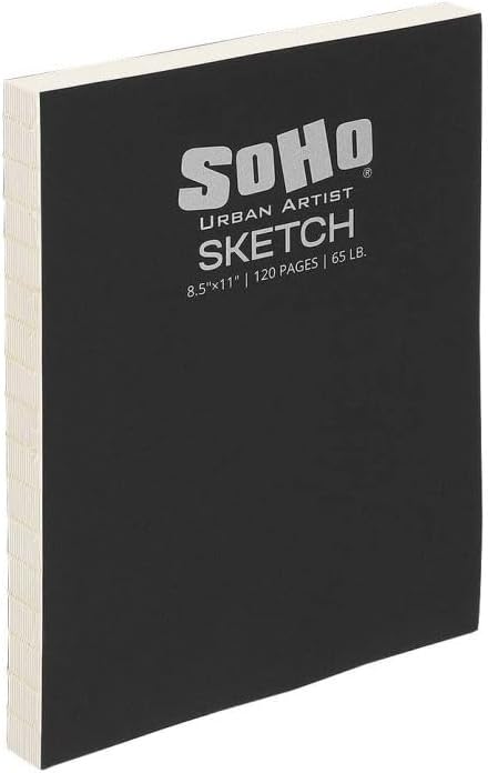 SoHo Urban Artist Open Bound Sketch Pads - Open Coptic Bound Sketch Pads for Drawing, Calligraphy, Any Dry Media, & More! - [White - 8.5x11 - Single]