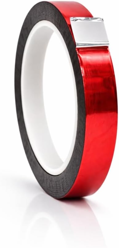 WOD MPFT2 Red Metalized Polyester Mylar Film Tape with Acrylic Adhesive, 3/4 inch x 72 yds. Vibrant Mirror Red Tape, Decor Tape for Detailing Accent Wall, Graphic Arts, Car and Boat Trim