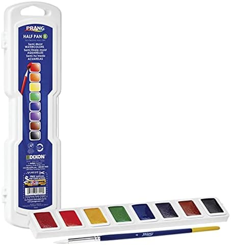 Prang PROFESSIONAL WATERCOLORS, 8 ASSORTED COLORS, RECTANGULAR PAN PALETTE TRAY