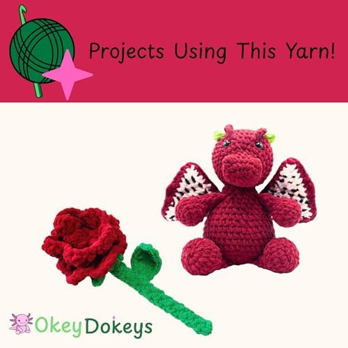Size 6 Chenille Yarn 150g/96yds, 100% Polyester, Never Compressed to Keep Yarn Fluffy, 3 Packs, Each Skein - 1.76oz/50g, 32yds/35m, for Crocheting and Amigurumi, Maroon Red, Color 21