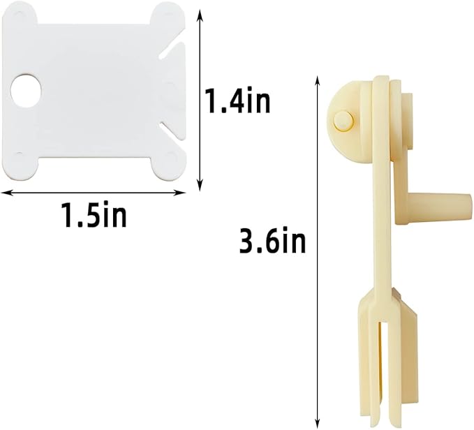 120 Pcs Plastic Floss Bobbins with 1 Pcs Bobbin Winder for Cross Stitch Cotton Thread Craft DIY Sewing Storage Thread Organizer Holder Embroidery DIY Cards (White)
