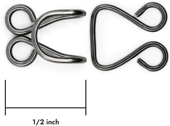 Lakesstory Metal Hooks & Eyes Closure - Heavy Duty Black Hooks for Clothing, Skirt & Pants Closures, 4 Sets