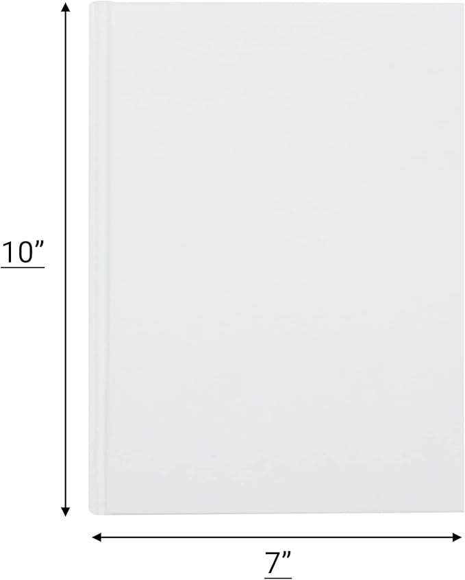 zmybcpack 6 pack white hardcover blank book 7x10 inch, hardcover blank book for students to write stories, blank draw sketchbooks journal (white, 22 sheets/ 44 pages each)