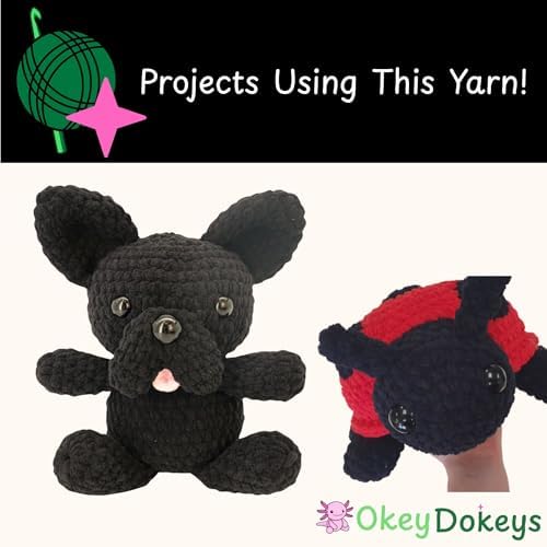 Size 6 Chenille Yarn 150g/96yds, 100% Polyester, Never Compressed to Keep Yarn Fluffy, 3 Packs, Each Skein - 1.76oz/50g, 32yds/35m, for Crocheting and Amigurumi, Ebony Black, Color 14