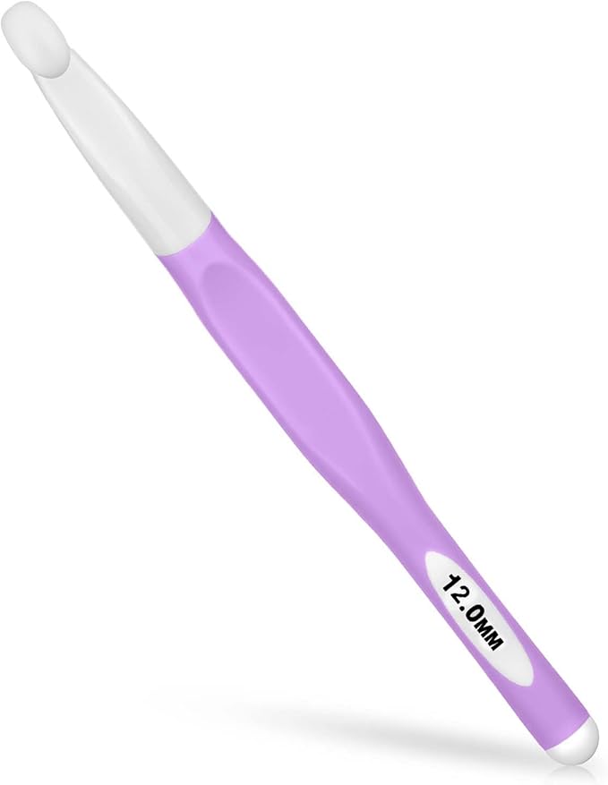12.0mm Large Size Crochet with Ergonomiv Handle, Long Rubber Handle Crochet Hook, Knitting Giant Crochet Hooks for Chunky Yarn, Scarf, DIY, Wool Products(12MM)