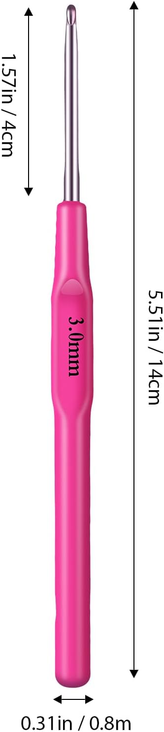 Ergonomic Crochet Hook, Crochet Needles, Ergonomic Handle Crochet Hook, Colorful Soft Handle Knitting Needles, Suitable for Beginners and Experienced Crochet Enthusiasts (3.0mm)