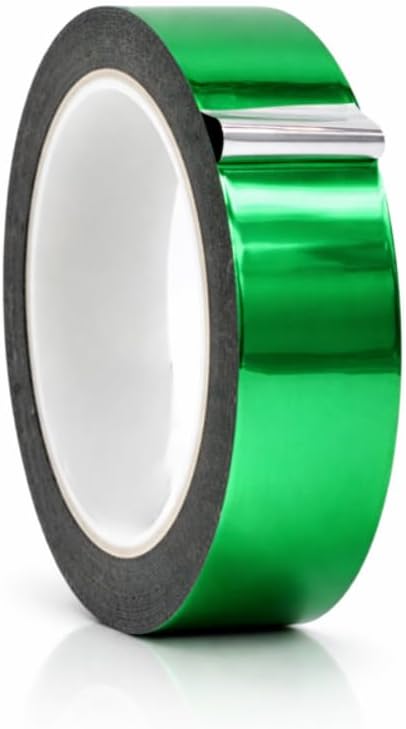 WOD MPFT2 Green Metalized Polyester Mylar Film Tape with Acrylic Adhesive, 1 inch x 72 yds. Vibrant Mirror Green Tape, Decor Tape for Detailing Accent Wall, Graphic Arts, Car and Boat Trim
