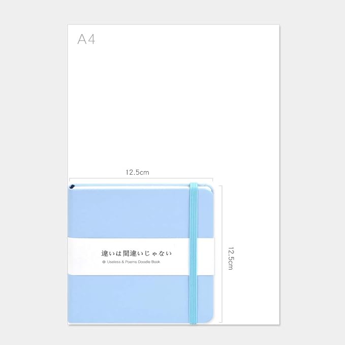 Mifuner Small Square 5x5 80gsm Mini Notebooks Blank Pages Sketchbooks Travel Journal Pocket Hardcover Paint Writing Notebook Blank Diary Memo Planner Sketchbook PU Leather Cover, Blue