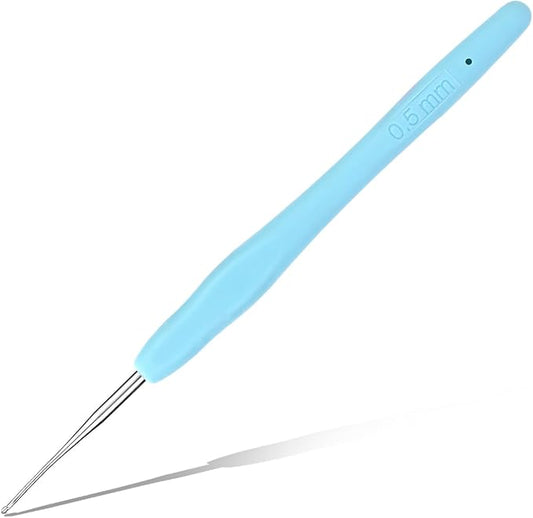 0.5 mm Crochet Hook, Ergonomic Handle for Arthritic Hands, Extra Long  Knitting Needles for Beginners and Crocheting Yarn (0.5 mm)
