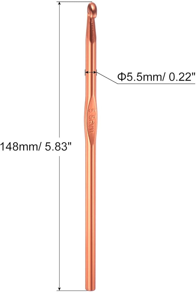 uxcell Aluminum Crochet Hook 5.5mm US Size I (Size 9) Knitting Needles for DIY Craft Yarn Orange 6Pcs
