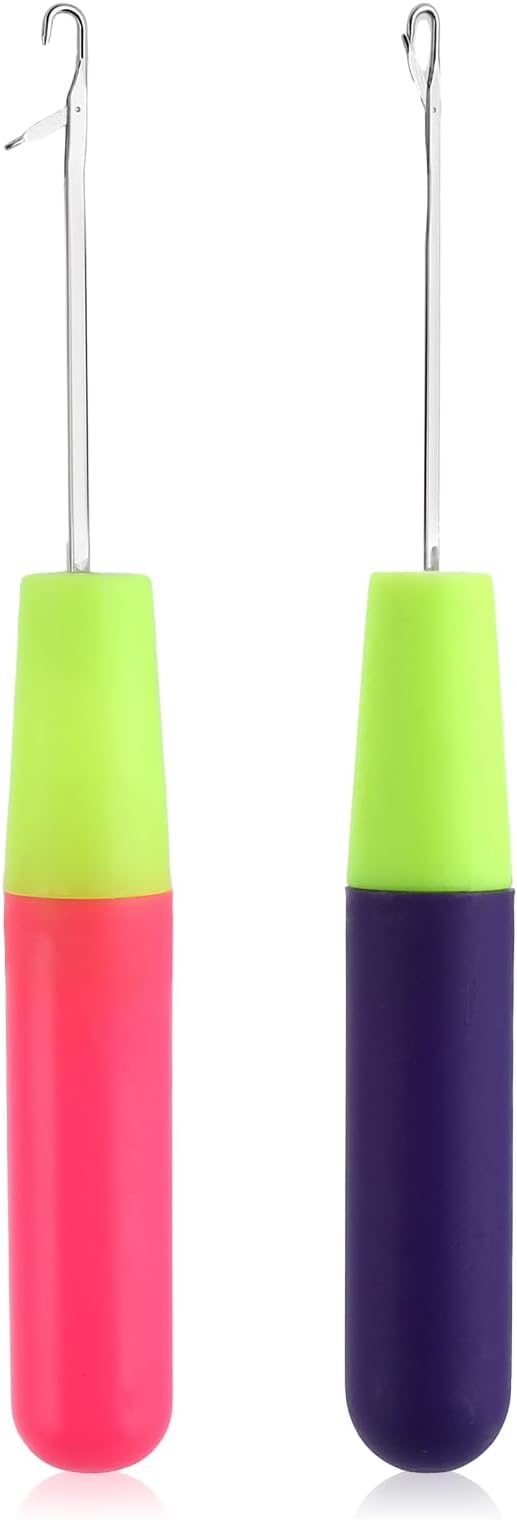 2 Packs Latch Hook Crochet Needle Latch Hook Tool, Latch Hook Tool for Crochet Braids Hair Extension Micro Braids Multi-Purpose Knitting Needles(5.0mm+3.8 mm)