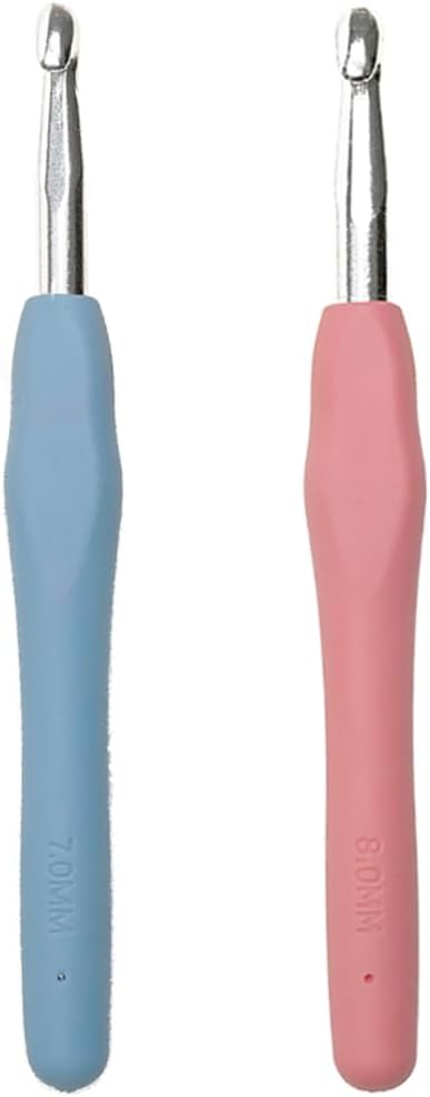 Size 7.0mm 8.0mm Crochet Hooks Set for Arthritic Hands Ergonomic Soft Grip Handles Crochet Needles for Beginners Advanced Smooth Knitting Needle Hooks for DIY Knitting Sweaters Socks