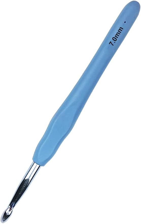 Hobekoee Size 7mm Crochet Hook Ergonomic Handle for Arthritic Hands Soft & Smooth Knitting Needles for Beginners and Crocheting Yarn